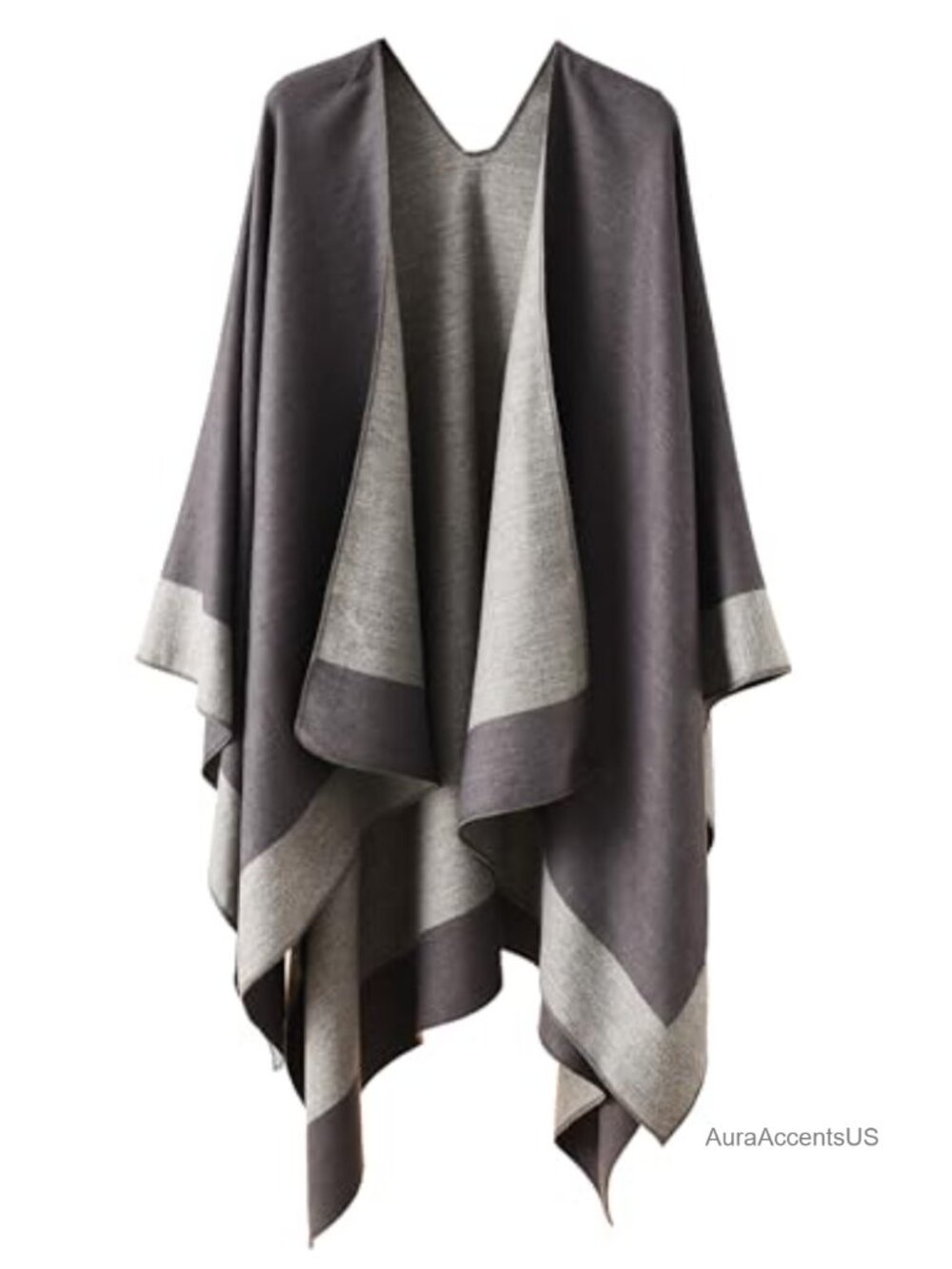 Women's Reversible Pashmina Shawl Wrap Poncho Cape, Soft & Cozy, One Size